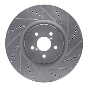 Subaru BRZ Brake Rotor (1) - Front Right - R1 Concepts - Drilled & Slotted - Silver - `03-`25